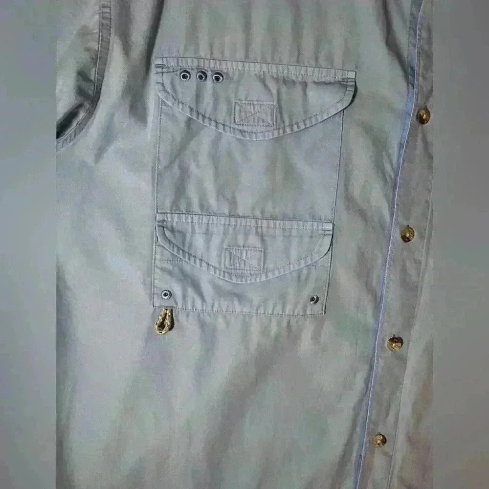 Columbia PFG Light Blue Button Down Collared SS Shirt Men's Size L Large - Picture 7 of 7